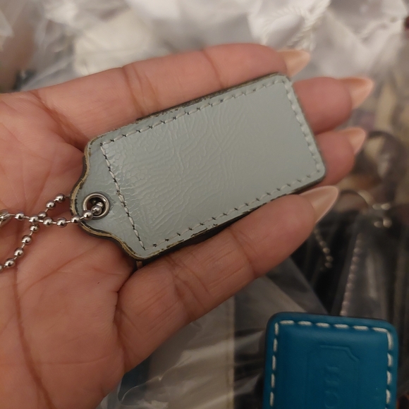 Coach Sky Blue Leather Keychain - Picture 2 of 3